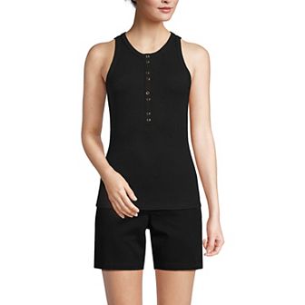 Women's Lands' End Fitted Henley Tank Top