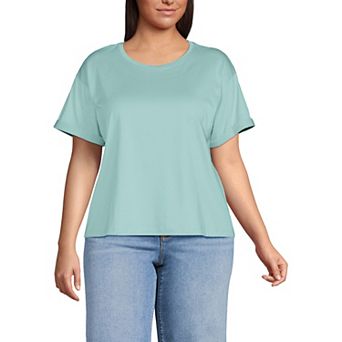 Plus Size Lands' End Oversized Short Sleeve Crew Neck Tee