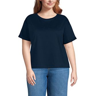 Plus Size Lands' End Oversized Short Sleeve Crew Neck Tee