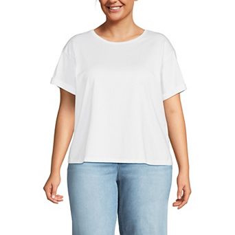 Plus Size Lands' End Oversized Short Sleeve Crew Neck Tee