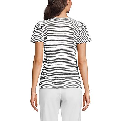 Women's Lands' End Flutter Sleeve V-Neck Tee