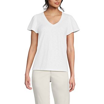 Women's Lands' End Flutter Sleeve V-Neck Tee