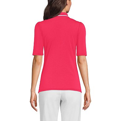 Petite Lands' End Elbow Sleeve Lightweight Jersey Embellished Polo