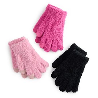 Girls madden girl Fluffy Tech Touch Gloves 3 pc Set