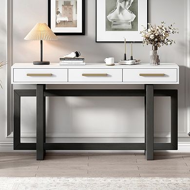 Merax Elegant Console Table with Three Drawers, Extra Long Entryway Table for Living Room
