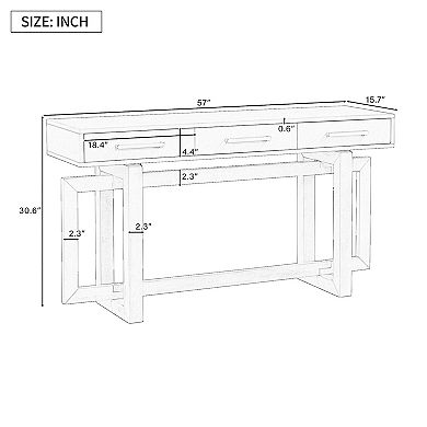 Merax Elegant Console Table with Three Drawers, Extra Long Entryway Table for Living Room