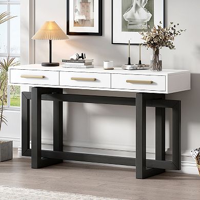 Merax Elegant Console Table with Three Drawers, Extra Long Entryway Table for Living Room