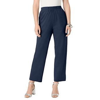 Roaman's Women's Plus Size Soft Knit Straight-Leg Capri Pant