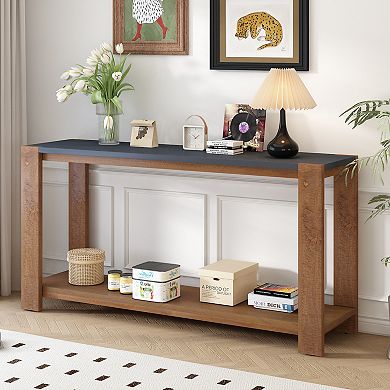 Merax Minimalist Console Table with Bottom Shelf and Four Legs