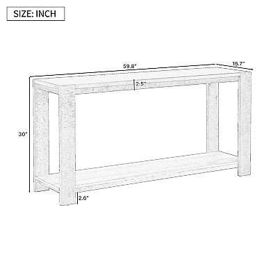 Merax Minimalist Console Table with Bottom Shelf and Four Legs