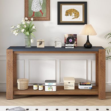 Merax Minimalist Console Table with Bottom Shelf and Four Legs