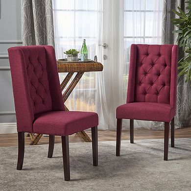 Merax Tufted Fabric Dining Chairs, 2-Pcs Set