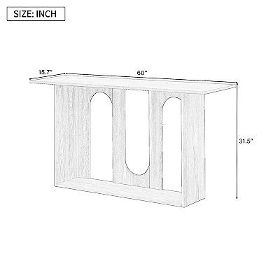 Merax Modern and Curved Design Ash Veneer Console Table with Shelf