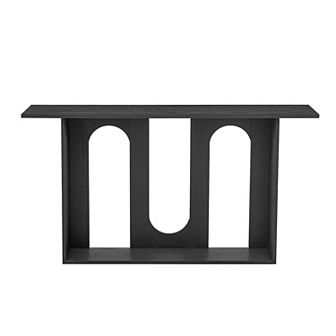 Merax Modern and Curved Design Ash Veneer Console Table with Shelf