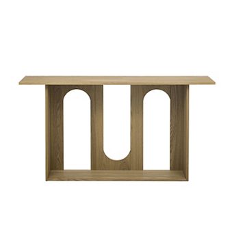 Merax Modern and Curved Design Ash Veneer Console Table with Shelf