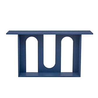 Merax Modern and Curved Design Ash Veneer Console Table with Shelf
