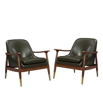 Merax Mid-Century Faux Leather Accent Chair Set of 2