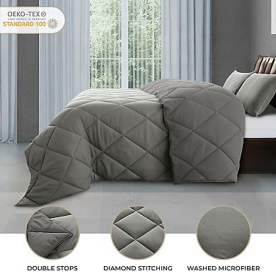 Lux Decor Collection All Season Down Alternative Microfiber Reversible Diamond Pattern Comforter Set