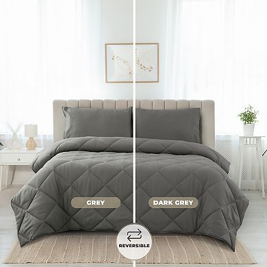 Lux Decor Collection All Season Down Alternative Microfiber Reversible Diamond Pattern Comforter Set
