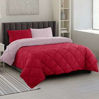 Lux Decor Collection All Season Down Alternative Microfiber Reversible Diamond Pattern Comforter Set