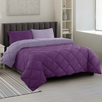 Lux Decor Collection All Season Down Alternative Microfiber Reversible Diamond Pattern Comforter Set