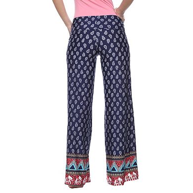 Women's Border Print Paisley Palazzo Pants