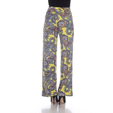 Women's Yellow Paisley Wide Leg Palazzo Pants