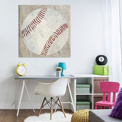 Stupell Home Decor Rustic Sports Baseball Canvas Wall Art