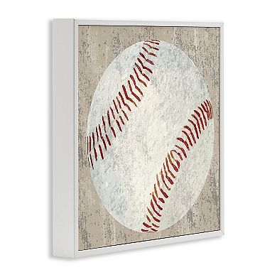 Stupell Home Decor Rustic Sports Baseball Framed Canvas Wall Art