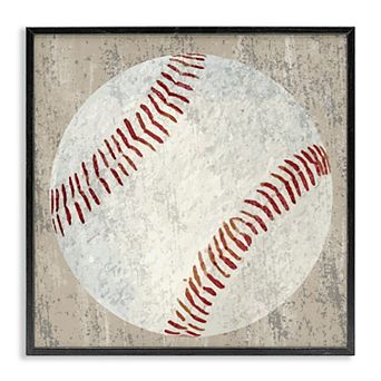 Stupell Home Decor Rustic Sports Baseball Framed Canvas Wall Art
