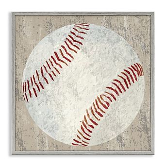 Stupell Home Decor Rustic Sports Baseball Framed Canvas Wall Art