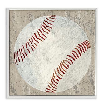 Stupell Home Decor Rustic Sports Baseball Framed Canvas Wall Art