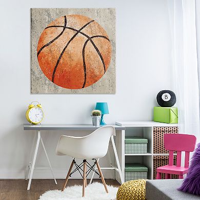 Stupell Home Decor Rustic Sports Basketball Canvas Wall Art