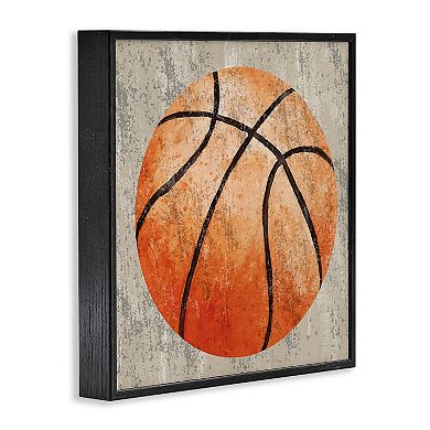Stupell Home Decor Rustic Sports Basketball Framed Canvas Wall Art