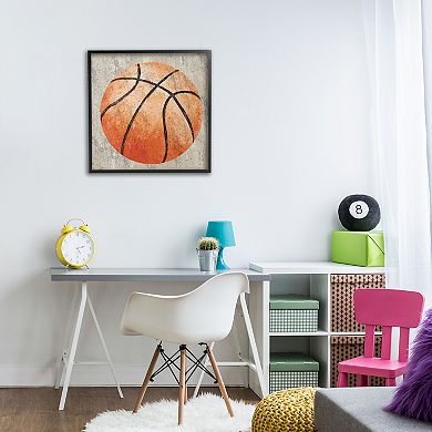 Stupell Home Decor Rustic Sports Basketball Framed Canvas Wall Art