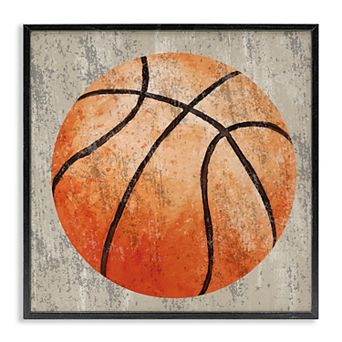 Stupell Home Decor Rustic Sports Basketball Framed Canvas Wall Art