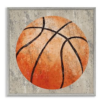 Stupell Home Decor Rustic Sports Basketball Framed Canvas Wall Art