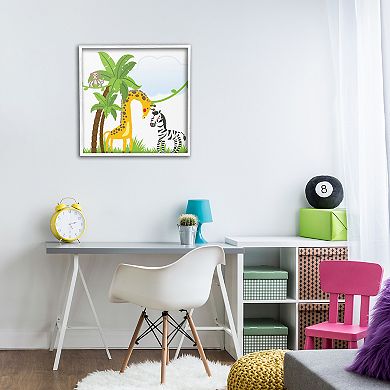 Stupell Home Decor Jungle Animals & Palm Trees Framed Canvas Wall Art