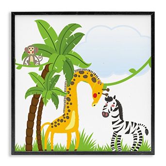 Stupell Home Decor Jungle Animals & Palm Trees Framed Canvas Wall Art