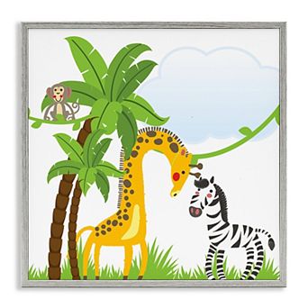 Stupell Home Decor Jungle Animals & Palm Trees Framed Canvas Wall Art