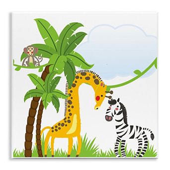Stupell Home Decor Wood Print Jungle Animals & Palm Trees