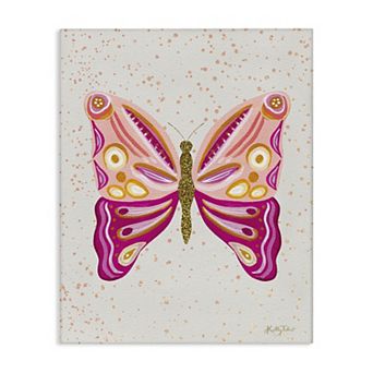 Stupell Home Decor Modern Glam Pink Butterfly Canvas Wall Art