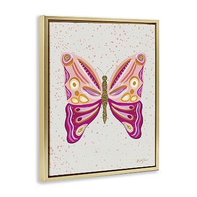Stupell Home Decor Modern Glam Pink Butterfly Framed Canvas Wall Art