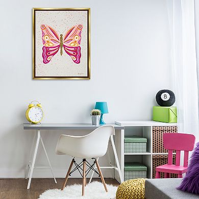 Stupell Home Decor Modern Glam Pink Butterfly Framed Canvas Wall Art