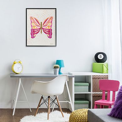 Stupell Home Decor Modern Glam Pink Butterfly Thin Framed Canvas Wall Art