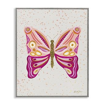 Stupell Home Decor Modern Glam Pink Butterfly Thin Framed Canvas Wall Art