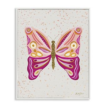 Stupell Home Decor Modern Glam Pink Butterfly Thin Framed Canvas Wall Art