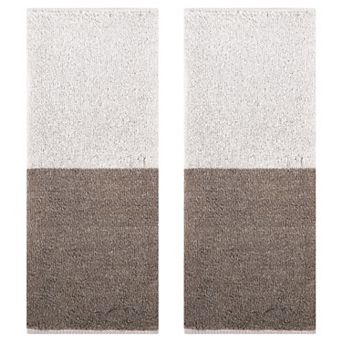 Pure Cotton Hand Towels for Bathroom, Color Block Decorative Hand Towel Set 2 Pack