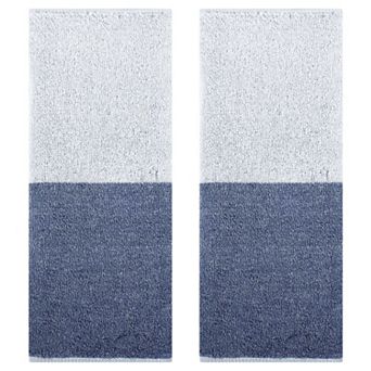 Pure Cotton Hand Towels for Bathroom, Color Block Decorative Hand Towel Set 2 Pack