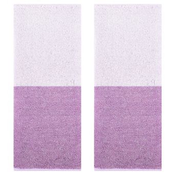 Pure Cotton Hand Towels for Bathroom, Color Block Decorative Hand Towel Set 2 Pack